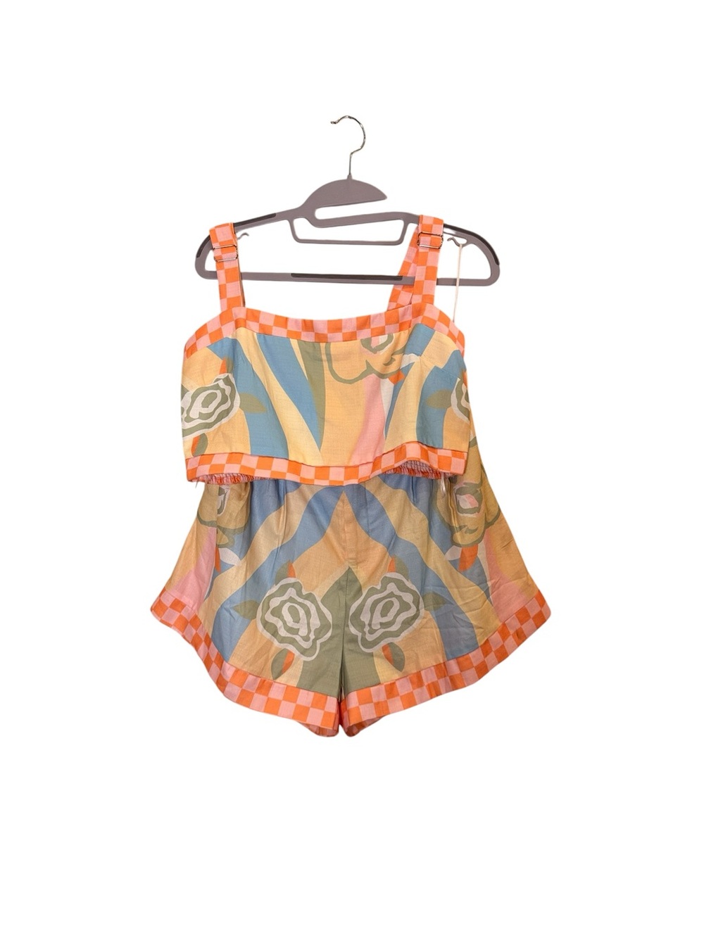 House of Sienna Women’s 2pc Linen Blend Coord Short and Crop Top set sz 12